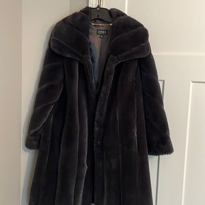 Womens Jones New York grey faux fur pea coat Sz L